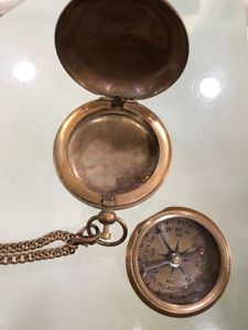 Vintage Brass Compass With Leather Case