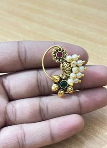 Elegant Gold-Tone Marathi Nose Ring