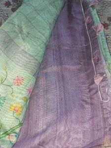 Floral &amp; Bird Print Fabric Saree