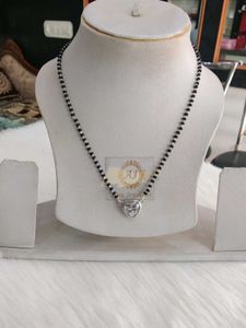 925 Silver Heart Shape Mangalsutra Wth Hallmarked