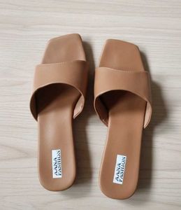 Tan Block Heel Mules