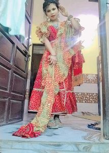 Hand Made Frunt Cut Anarkali Suit With Saree