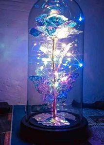 Artificial Colourful Preserved Rose In Glass Dome