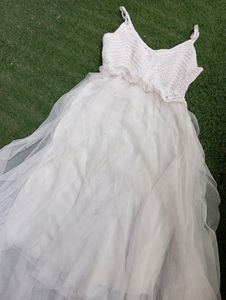 WHITE PARTY WEAR RUFFLE DRESS