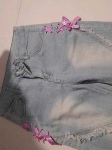 Lace-Up Flare Jeans