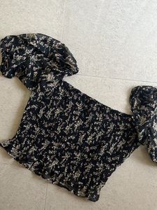 Floral Black Top