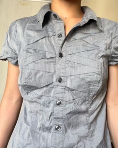 Gray Fitted Button-Down
