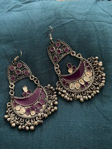 Boho Purple Crescent Earrings