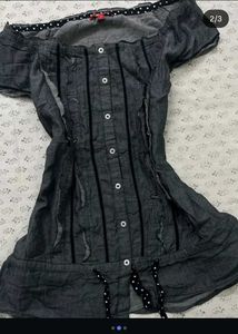 Y2k Black Button Down Top