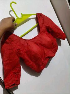 Fancy Beautiful Red Saree With Blouse