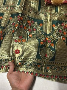 Green &amp; Gold Lehenga Skirt