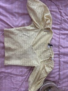 H&M Yellow Eyelet Crop Top