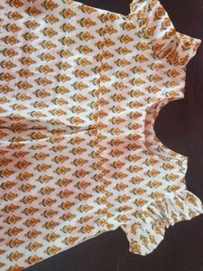 White &amp; Yellow Printed Dress
