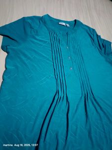 Teal Button-Detail Top
