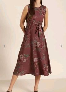 Mauve And Grey A Line Dress