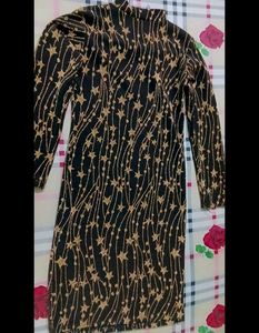 black bodycon with golden shimmer star print