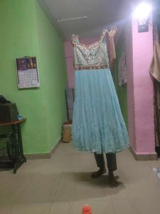 Blue Embroidered Dress with Jacket