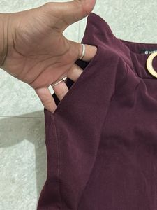 Wine Colour Formal Trouser For Women