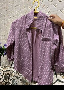 Chikankari Kurti And Purple Short For Bhawana