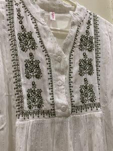 Embroidered White Tunic Top