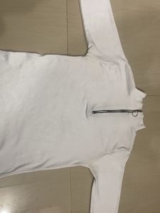 White Zip-Neck Long Sleeve Top