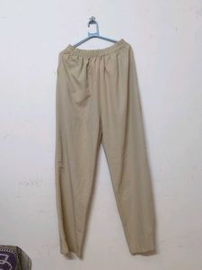 Beige Wide-Leg Trousers