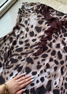 Leopard Print Ruffle Blouse