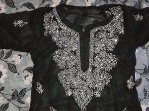 Elegant Black Embroidered Kurta – Worn Once