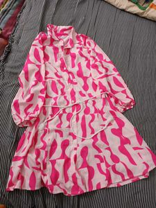 Pink Patterned Mini Dress