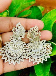White Peacock Earrings