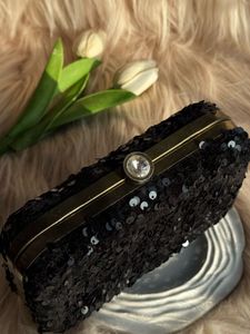 Sparkling Black  Sequin Wedding Clutch