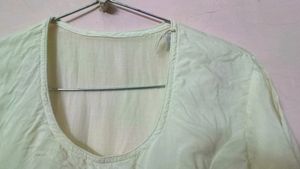 Cream Long Kurti With Embroidery