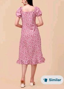 Pink Polka Dot Midi Dress