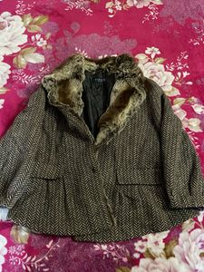 Fur Collar Chevron Jacket