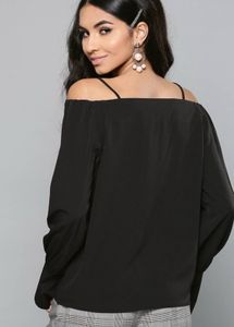 Black Long Sleeve Bardot Top