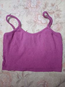 Purple Ribbed Crop Top