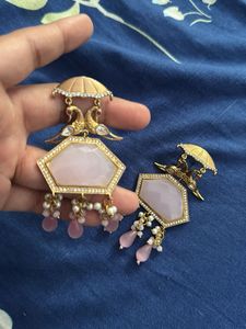 Elegant Pink Stone Earrings