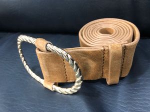 Genuine Leather Suede Belt Golden Metal Buckle