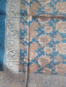 Blue Paisley Fabric with Embellished Border
