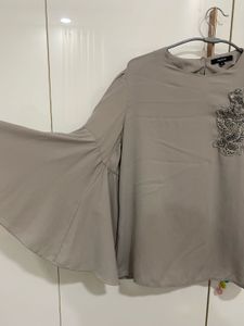 Gray Flowy Blouse