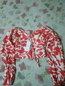 Red &amp; White Crop Top