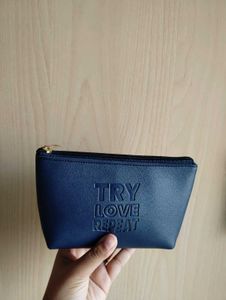 Navy 'Try Love Repeat' Pouch