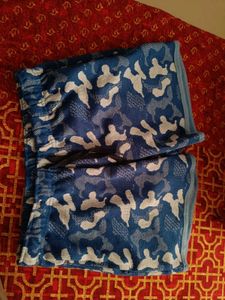 Army Print Blue & White Cotton Shorts
