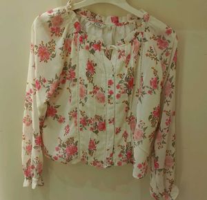 Floral Print Sheer Blouse