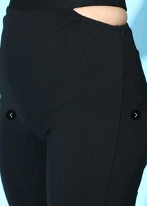 Sassafras Black Solid Flare Slim Fit Trouser