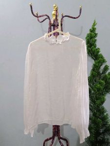 Sheer White Ruffle Top