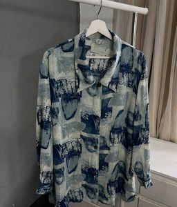 Abstract printed sheer shirt