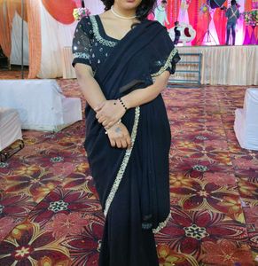 Black - Embellished Saree