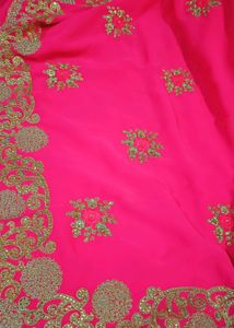 Beautiful Magenta Wedding Saree With Blouse