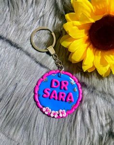 Handmade Personalized Floral Keychain